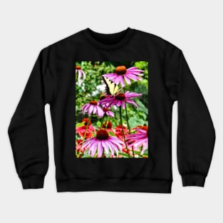 Butterflies - Tiger Swallowtail On Coneflower Crewneck Sweatshirt